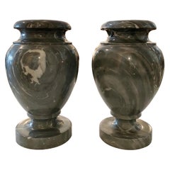 French Neoclassical Pair of Grey Marble Urns