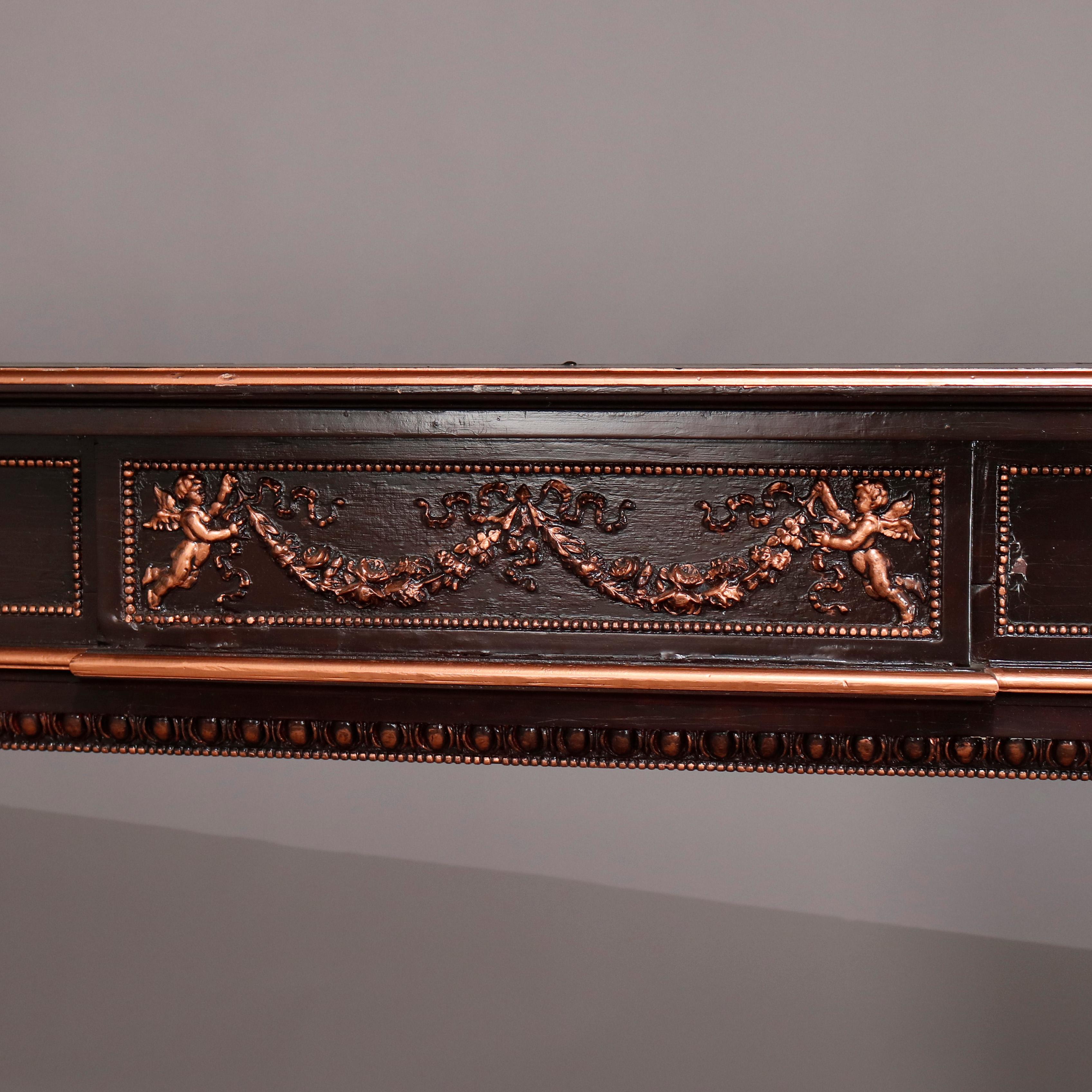French Neoclassical Parcel-Gilt Mahogany Fireplace Mantel, 20th Century 7