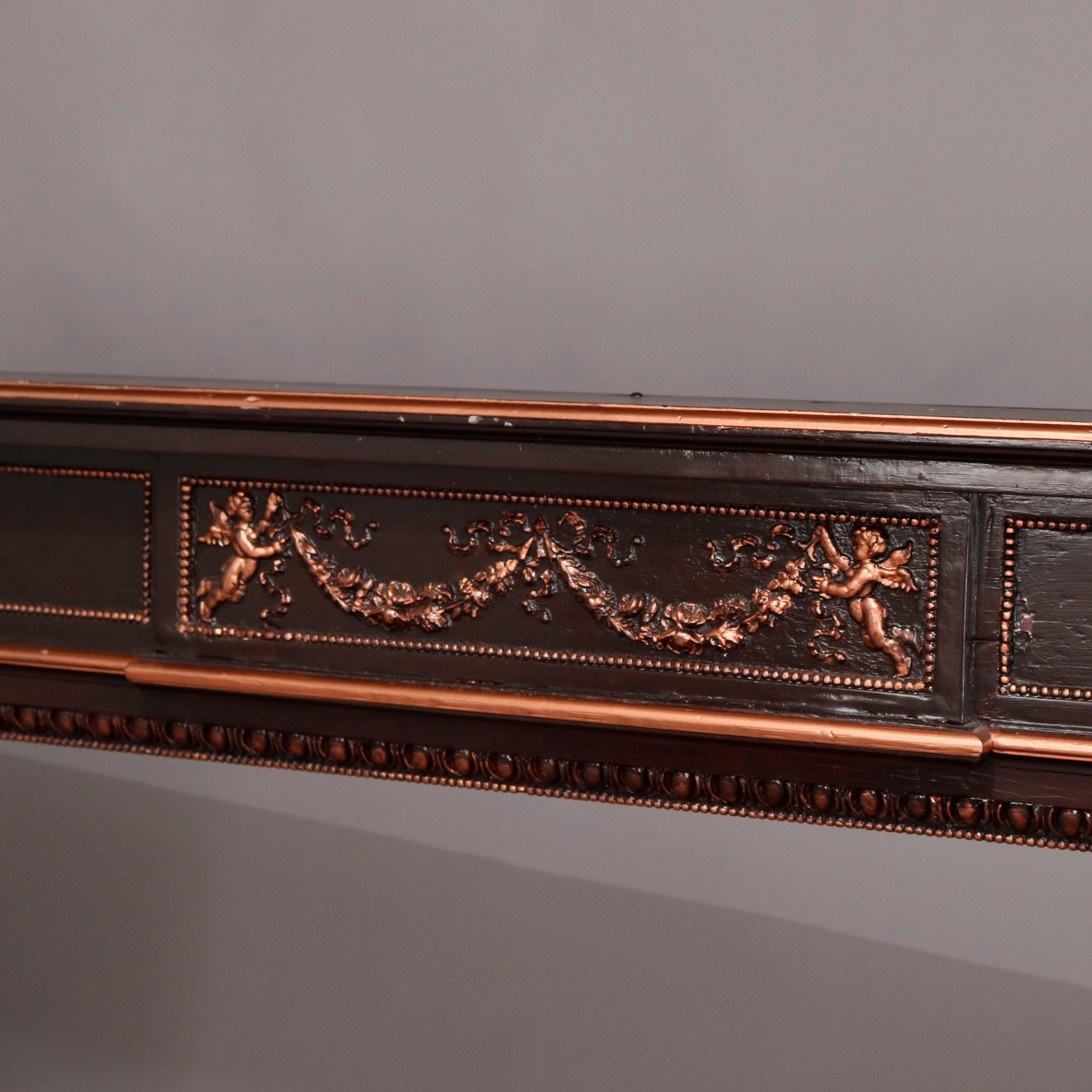 French Neoclassical Parcel-Gilt Mahogany Fireplace Mantel, 20th Century 8