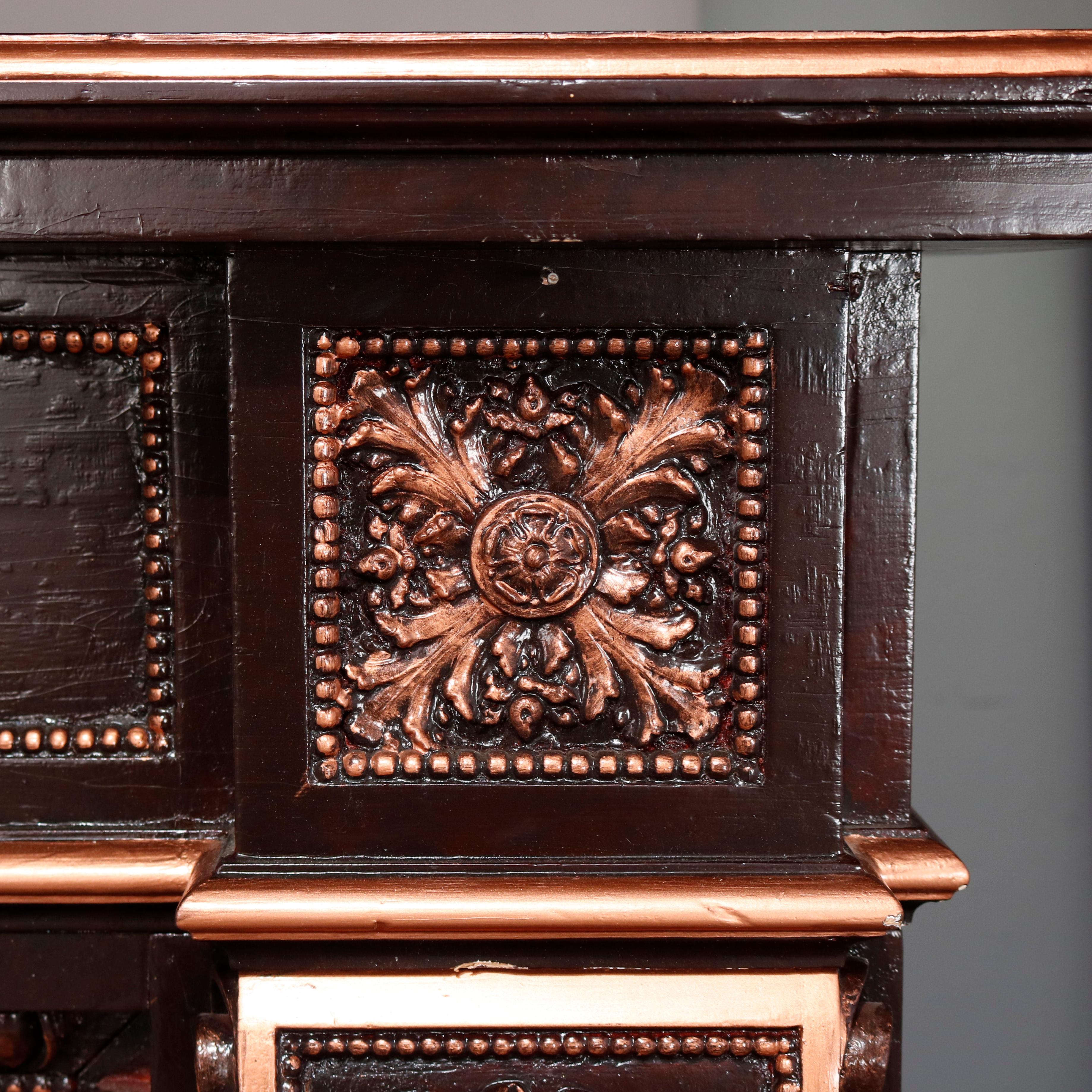 Carved French Neoclassical Parcel-Gilt Mahogany Fireplace Mantel, 20th Century