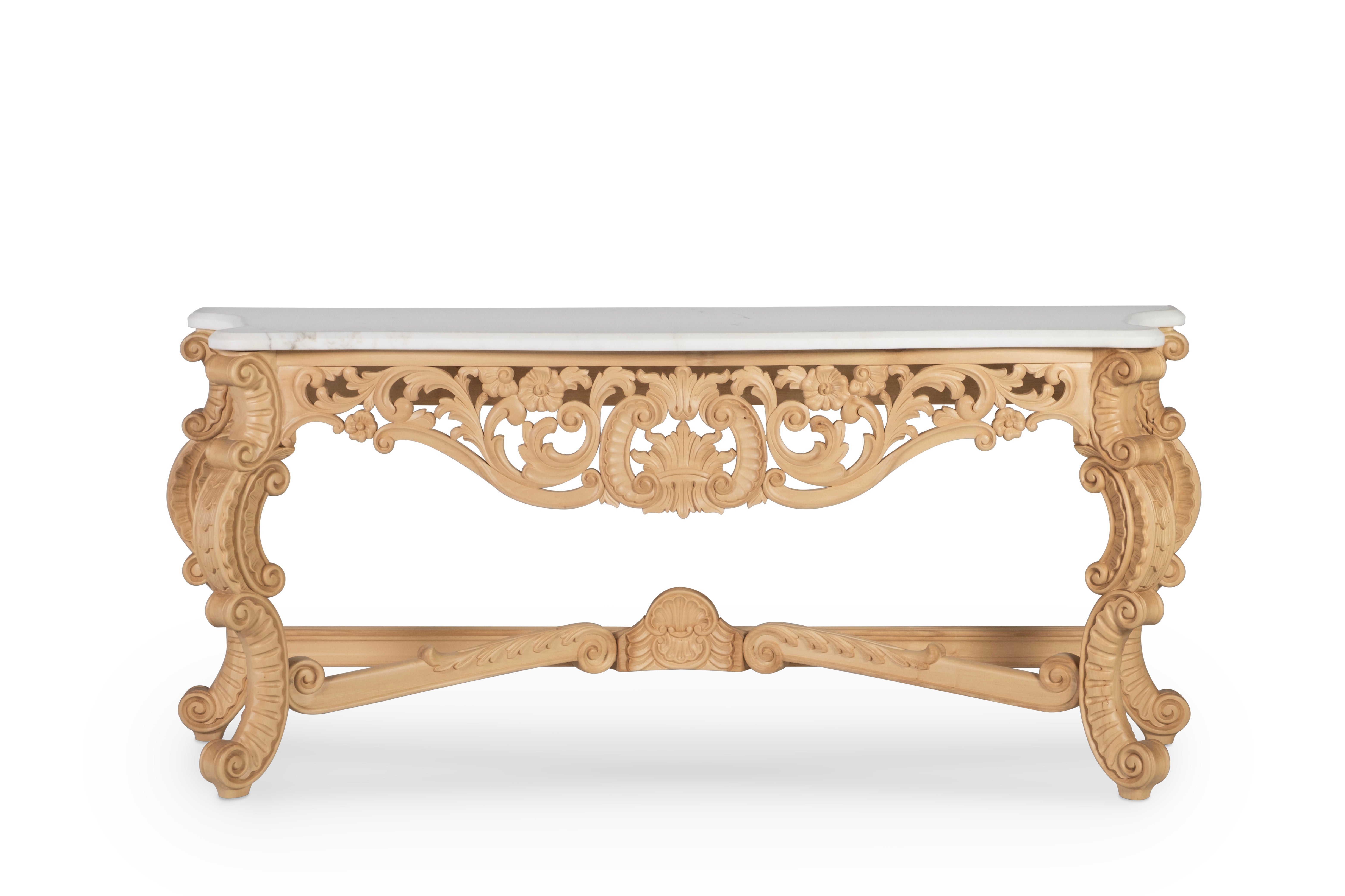 Mesa Consola Parma Neoclásica Francesa Tallada a Mano Portugal Greenapple en venta 2