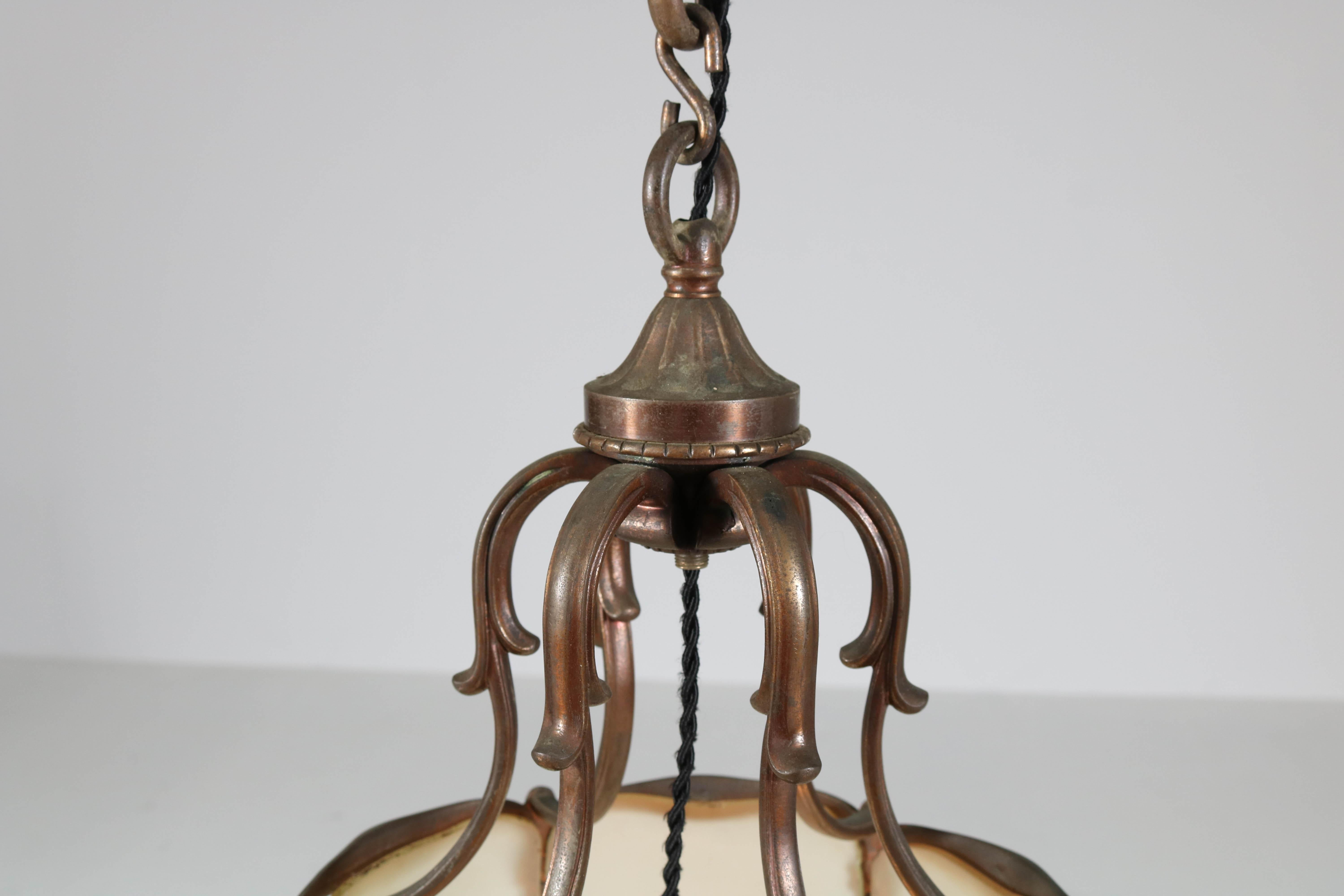 French Neoclassical Patinated Bronze Hall Lamp or Lantern, 1930s 1