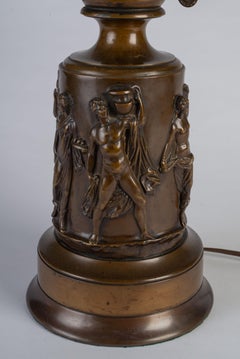 French Neoclassical Patinated Bronze Oil Lamp