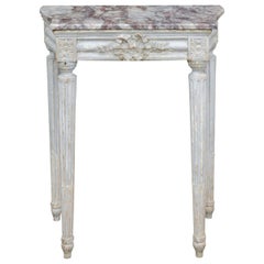 Antique French Neoclassical Period 1800s Painted Wood Console Table with Marble Top