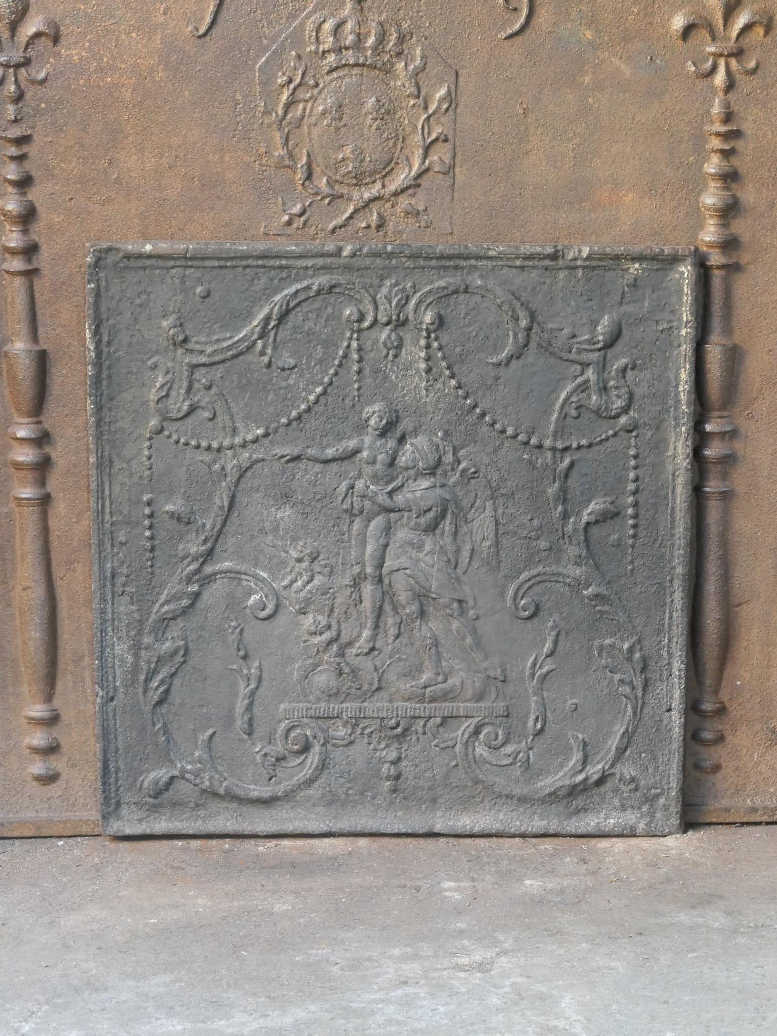 18th/19th century French Neoclassical period fireback.

The fireback is made of cast iron and has a natural brown patina. Upon request it can be made black / pewter. The fireback is in a good condition and does not have cracks.







