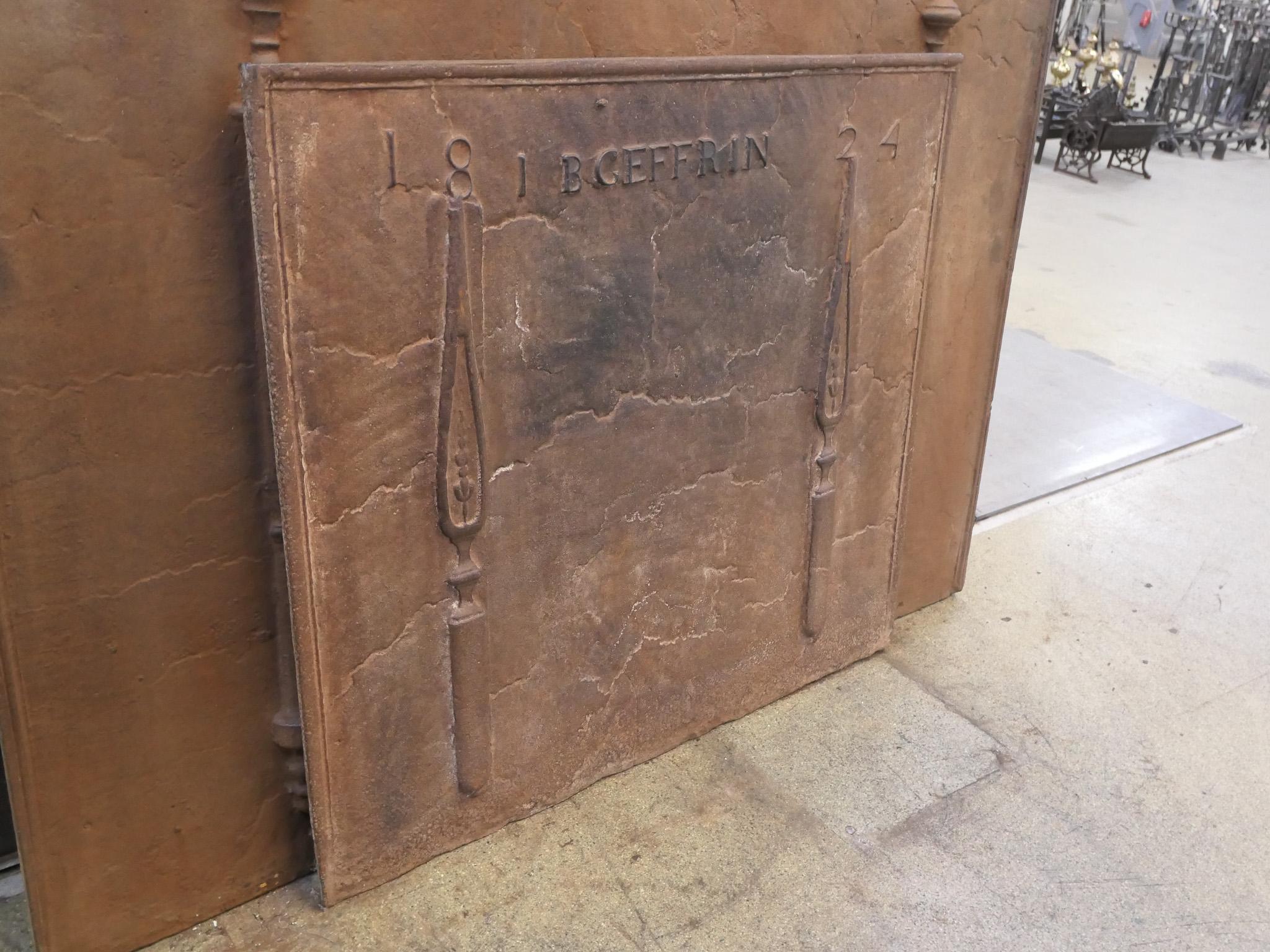Iron French Neoclassical Period Fireback / Backsplash, 19th Century For Sale