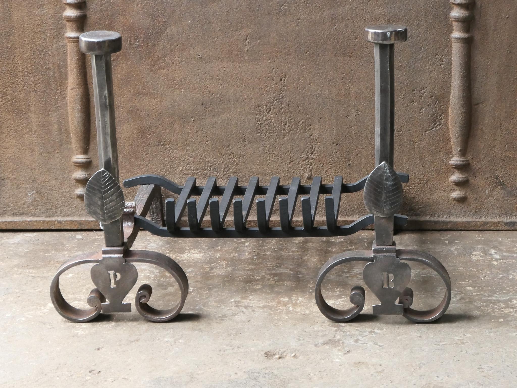 Forged French Neoclassical  Period Fireplace Grate or Fire Basket, 18th - 19th Century For Sale