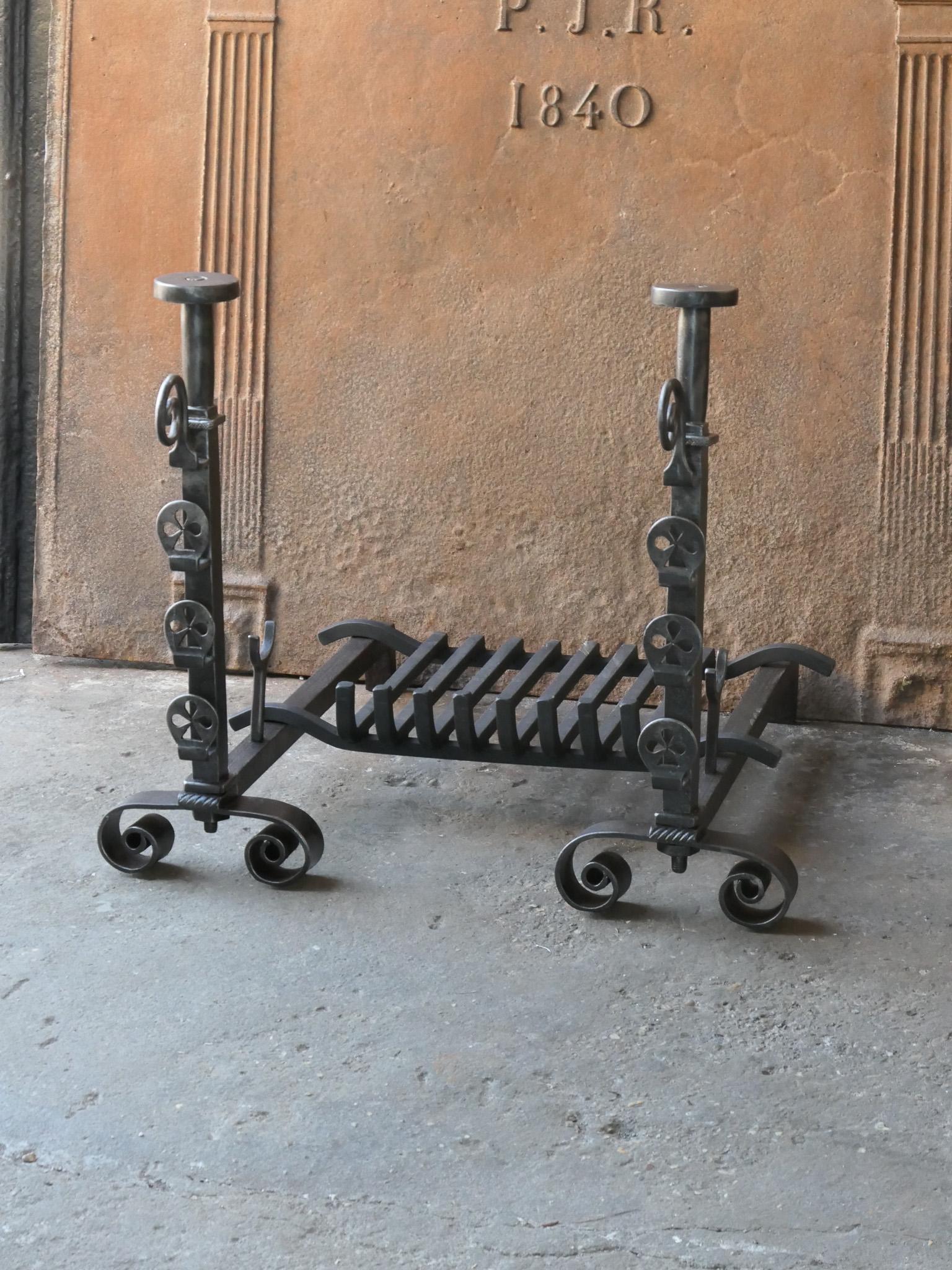 Wrought Iron French Neoclassical  Period Fireplace Grate or Fire Basket, 18th - 19th Century For Sale