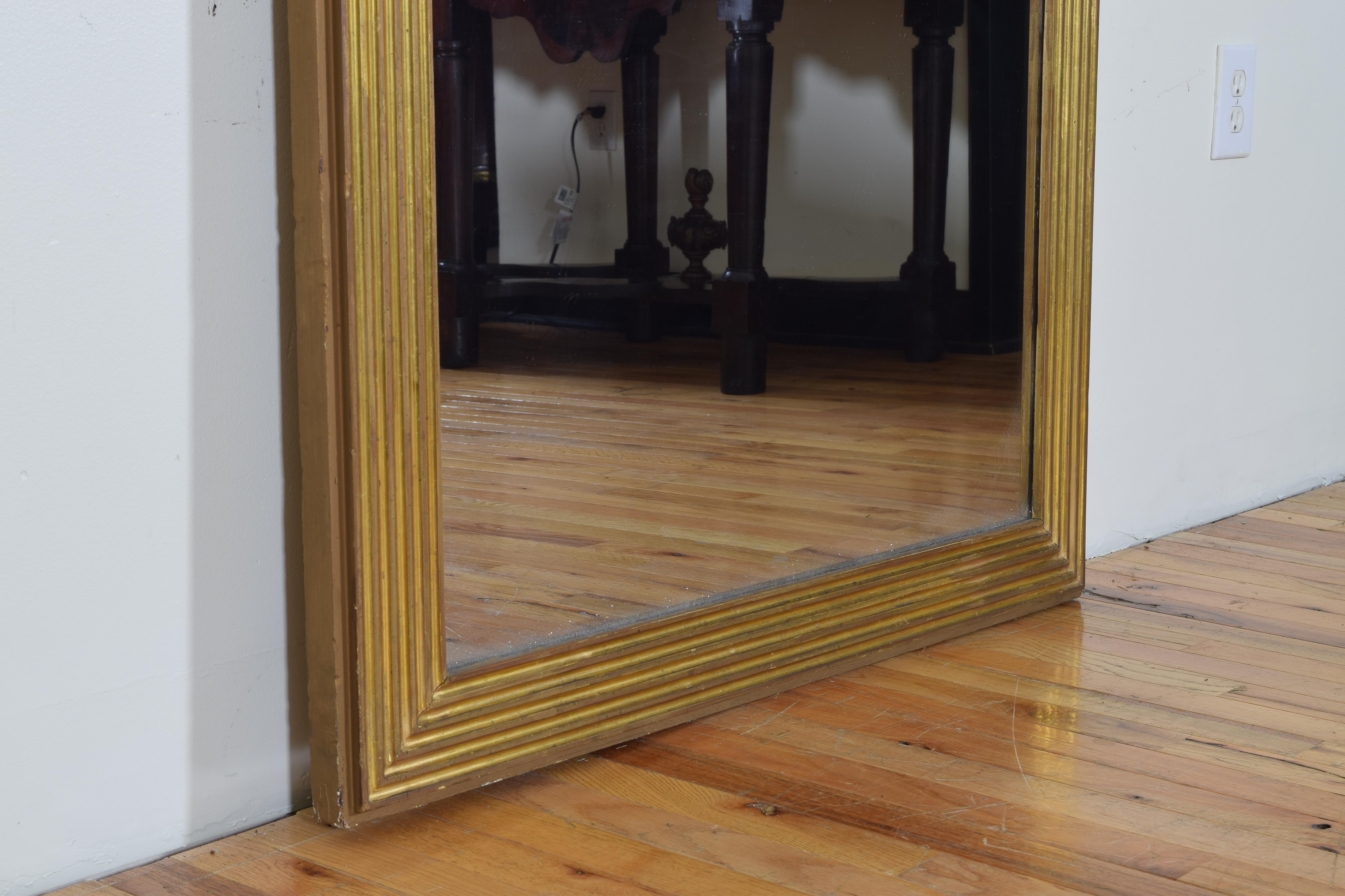 French Neoclassical Period Fluted Giltwood Mirror, 2-Piece Glass, circa 1835 4