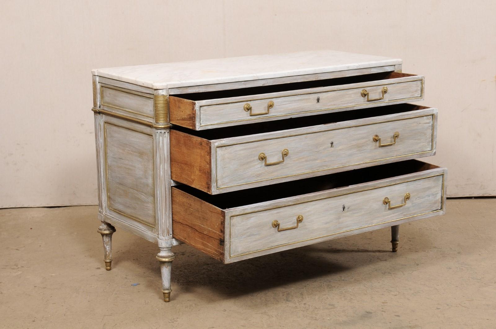 French Neoclassical Period Marble Top Chest, Early 19th C. 2