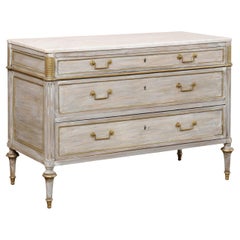French Neoclassical Period Marble Top Chest, Early 19th C.