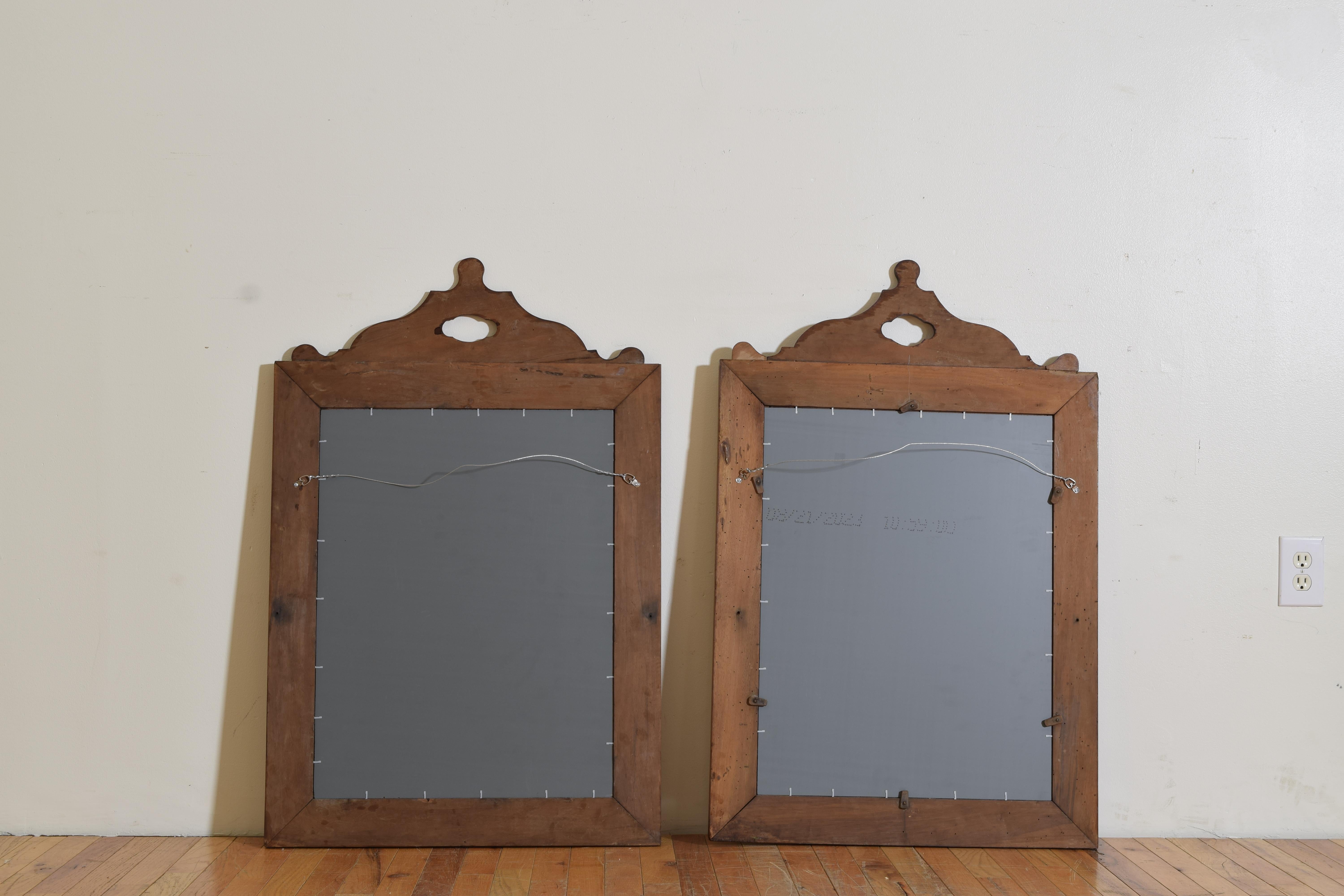 French Neoclassical Period Pair Shaped Walnut Mirrors, 2nd quarter 19th century For Sale 3