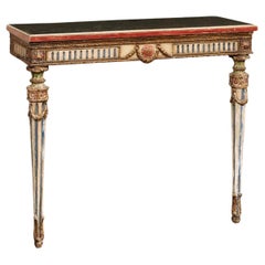 French Neoclassical Period Wall-Mounted Petite 2-Leg Console w/Great Colors