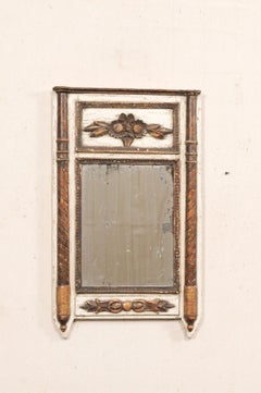 French Neoclassical Petite Trumeau 3 Ft Tall Mirror, Circa 1820