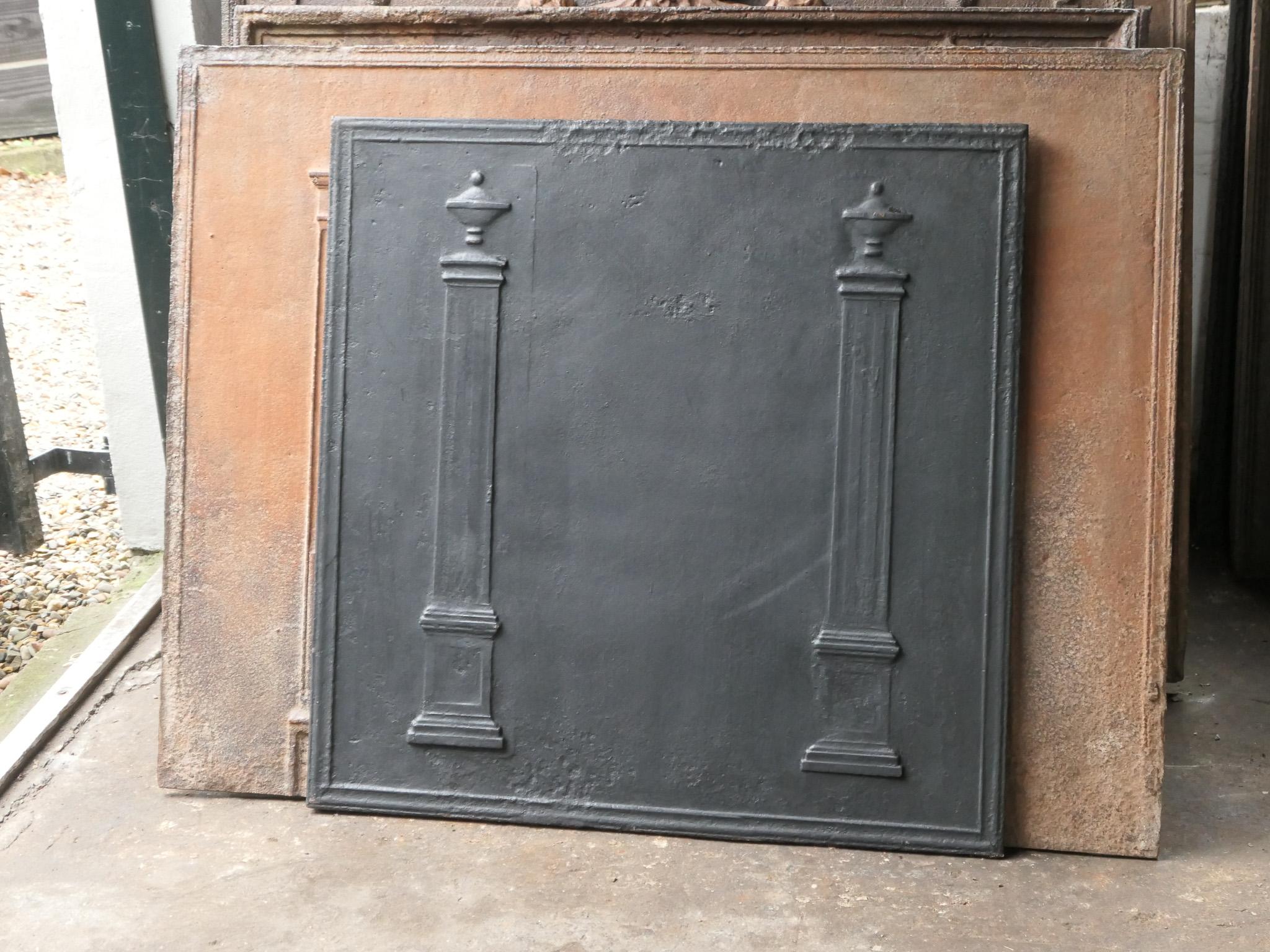 Cast Antique French, Neoclassical 'Pillars of Freedom' Fireback / Backsplash For Sale