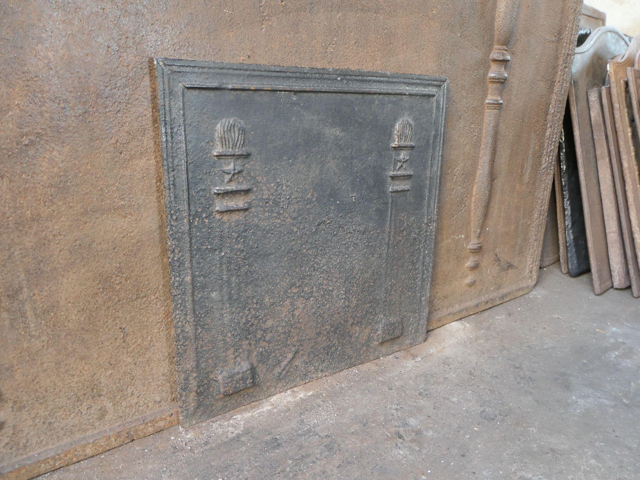 French Neoclassical 'Pillars of Freedom' Fireback / Backsplash, Early 19th C For Sale 5