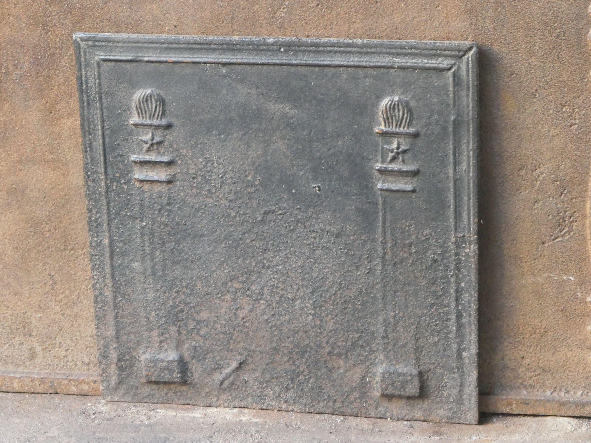19th Century French Neoclassical 'Pillars of Freedom' Fireback / Backsplash, Early 19th C For Sale