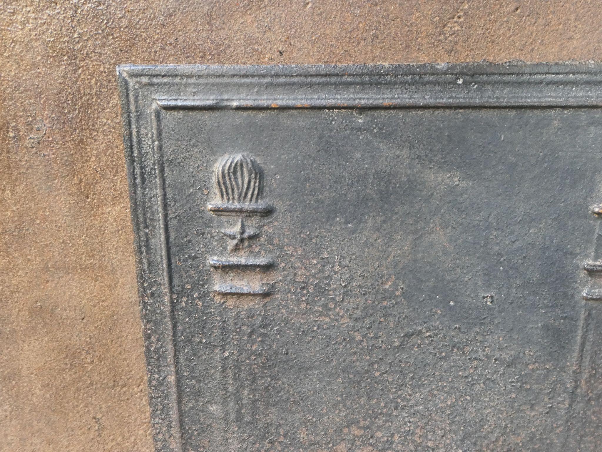 French Neoclassical 'Pillars of Freedom' Fireback / Backsplash, Early 19th C For Sale 2