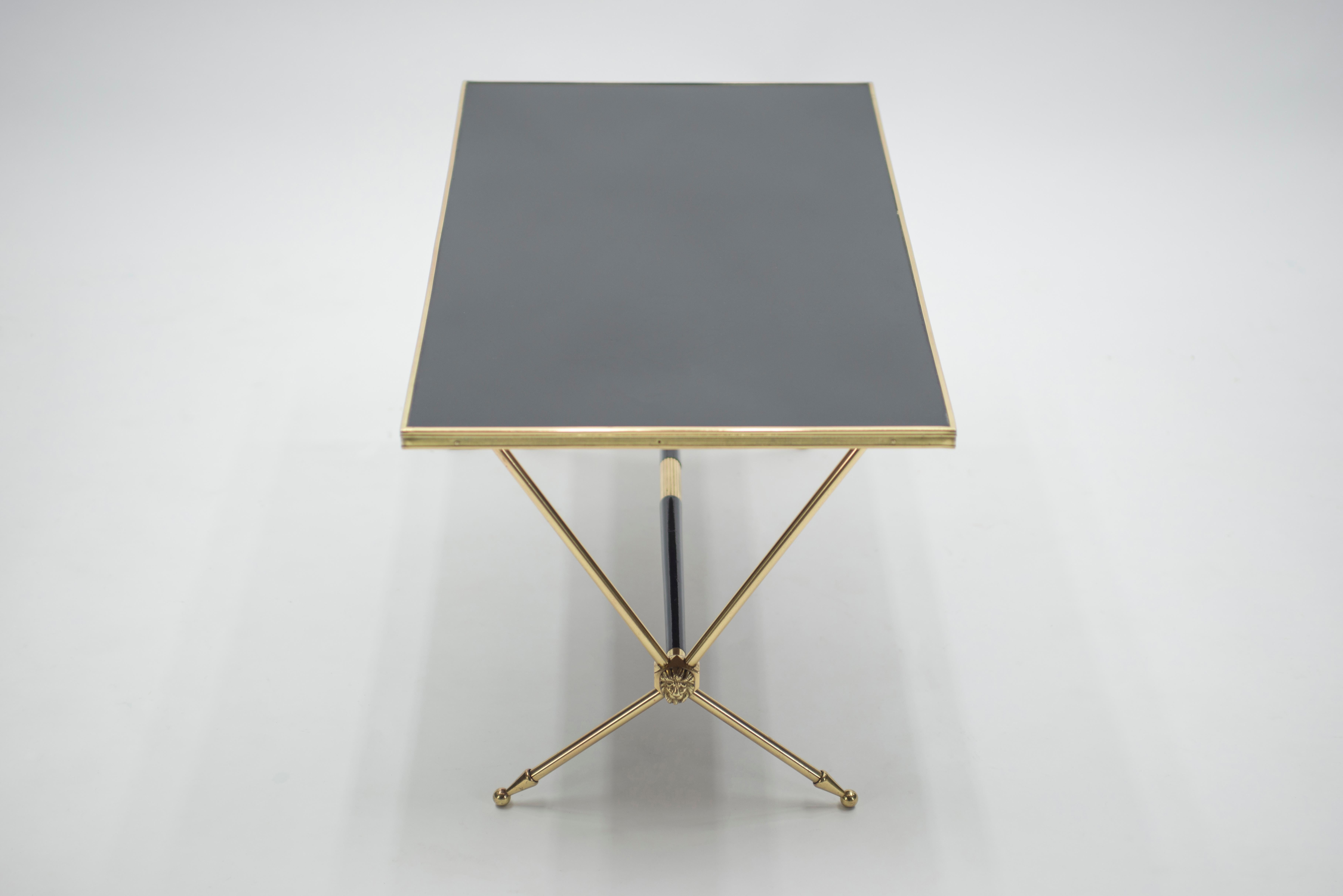 French Neoclassical Raphaël Brass and Opaline Coffee Table, 1960s 7