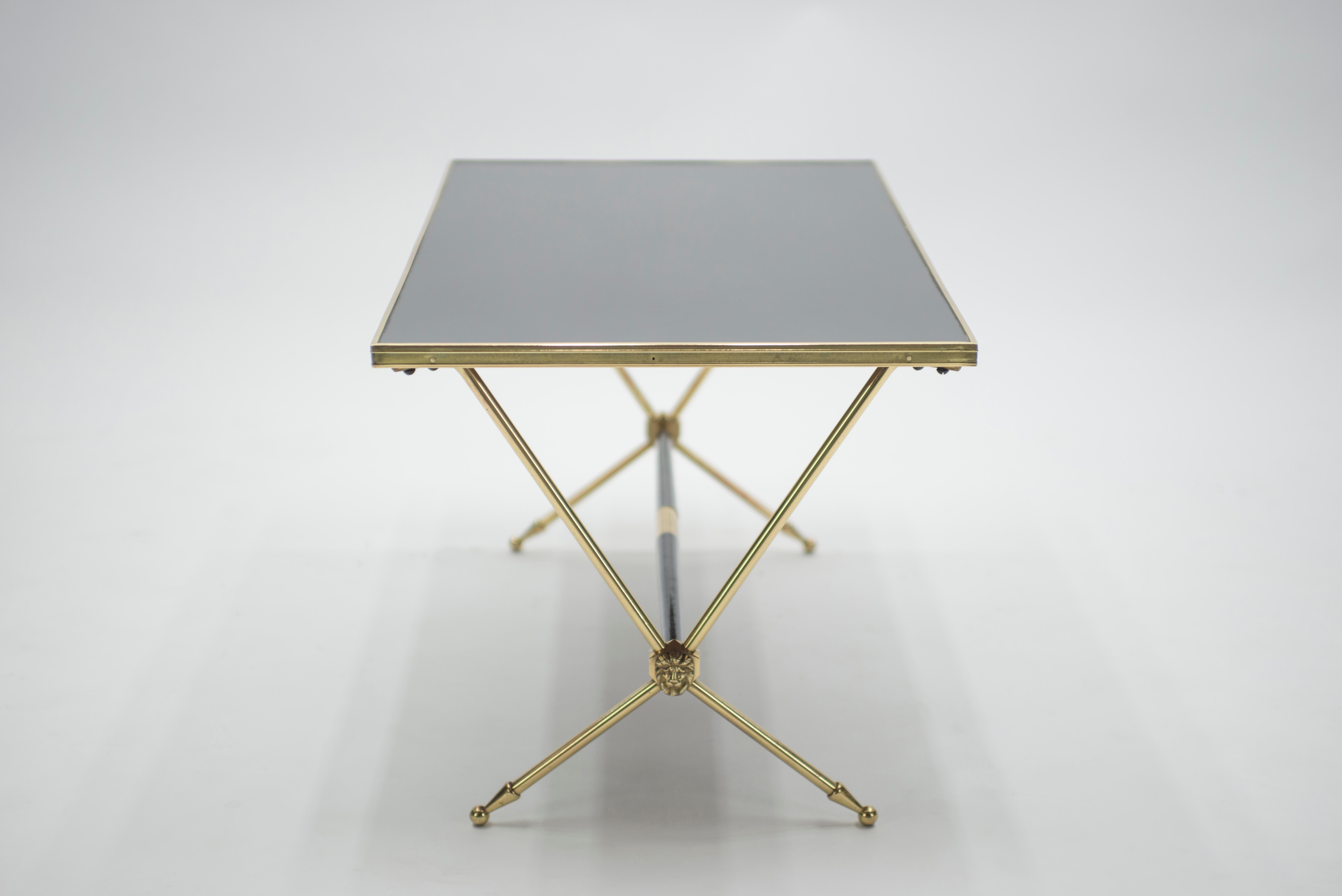 French Neoclassical Raphael Brass and Opaline Coffee Table, 1960s For Sale 7