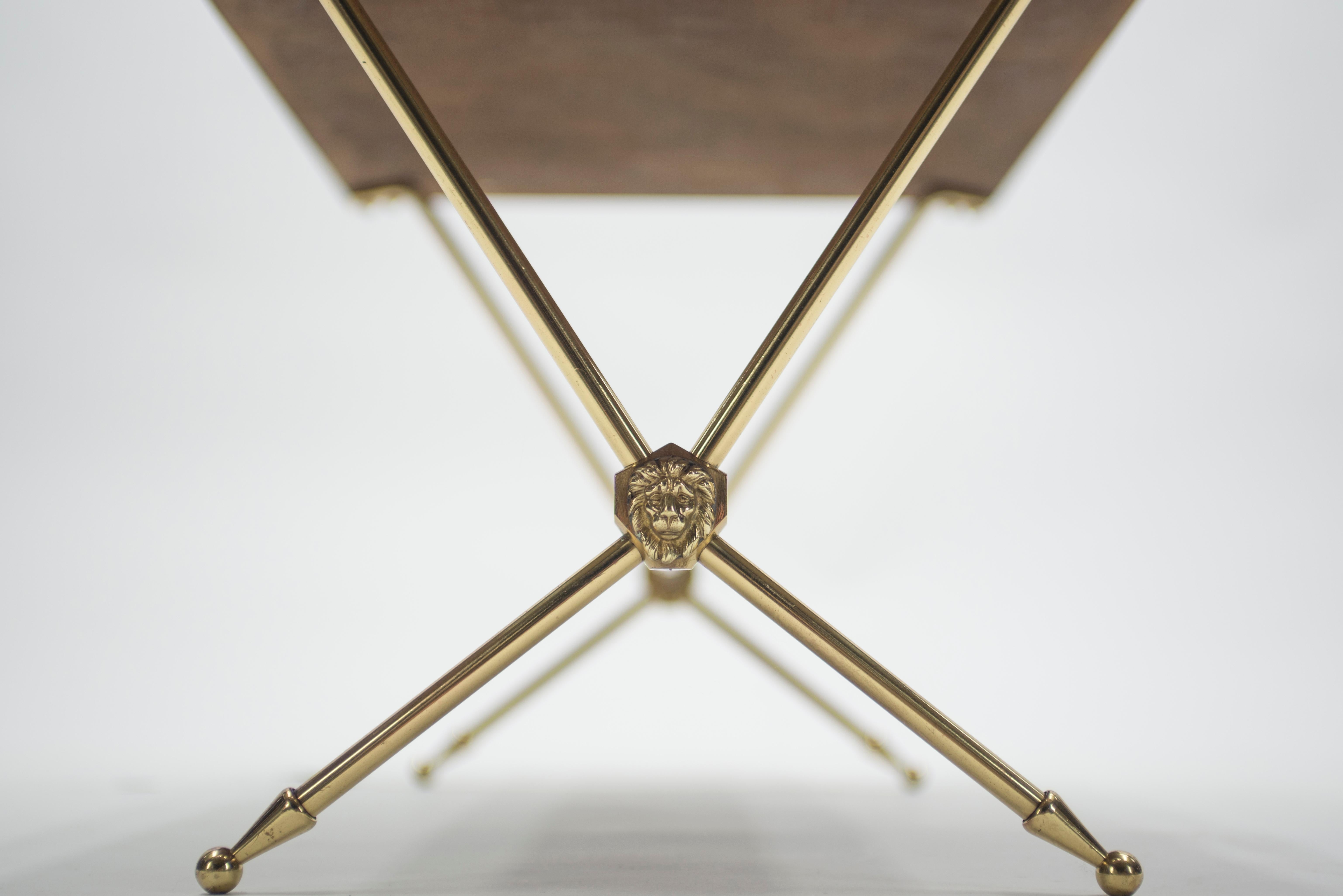French Neoclassical Raphaël Brass and Opaline Coffee Table, 1960s 9