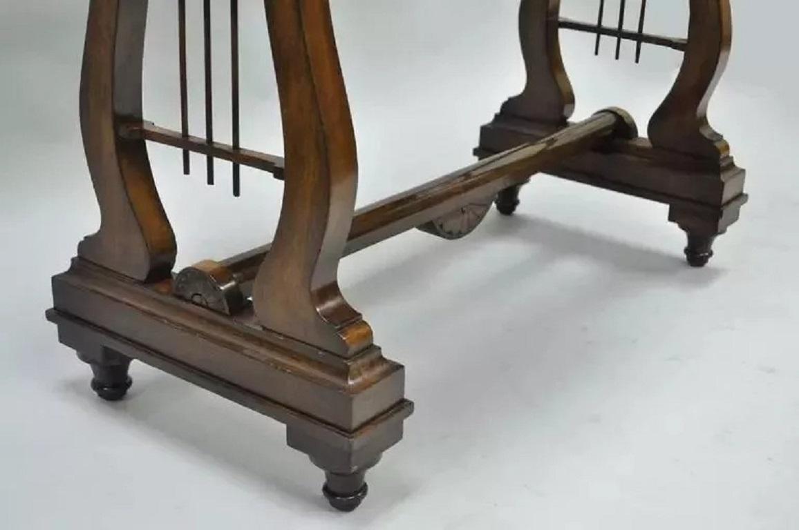 French Neoclassical Regency Style Mahogany One-Drawer Lyre Desk Console Table In Good Condition For Sale In Philadelphia, PA