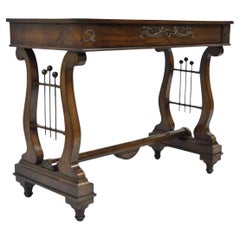Französisch Neoklassischen Regency-Stil Mahagoni Ein-Schublade Leier Schreibtisch Konsole Tisch
