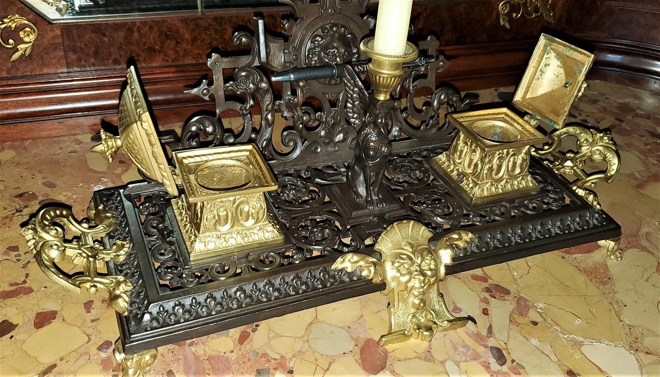 French Neoclassical Revival Bronze and Ormolu Desk Stand 7