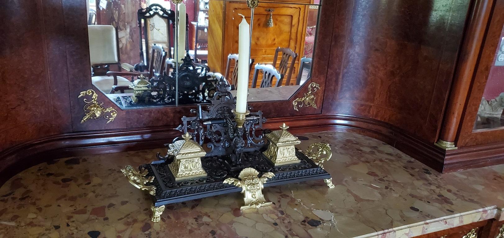 French Neoclassical Revival Bronze and Ormolu Desk Stand In Good Condition In Dallas, TX