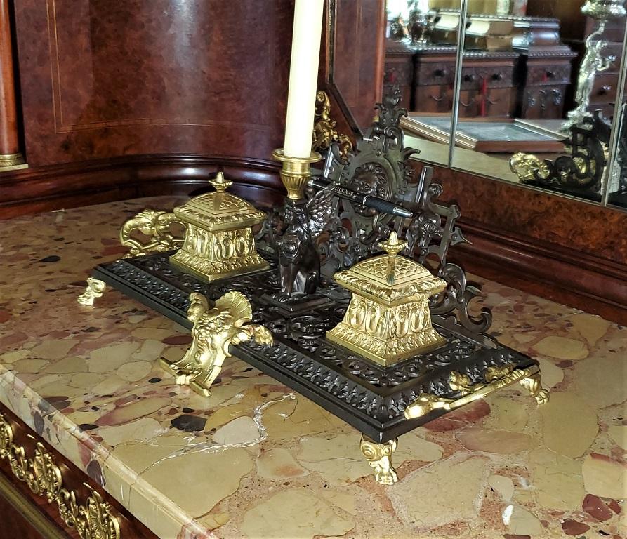 French Neoclassical Revival Bronze and Ormolu Desk Stand 1