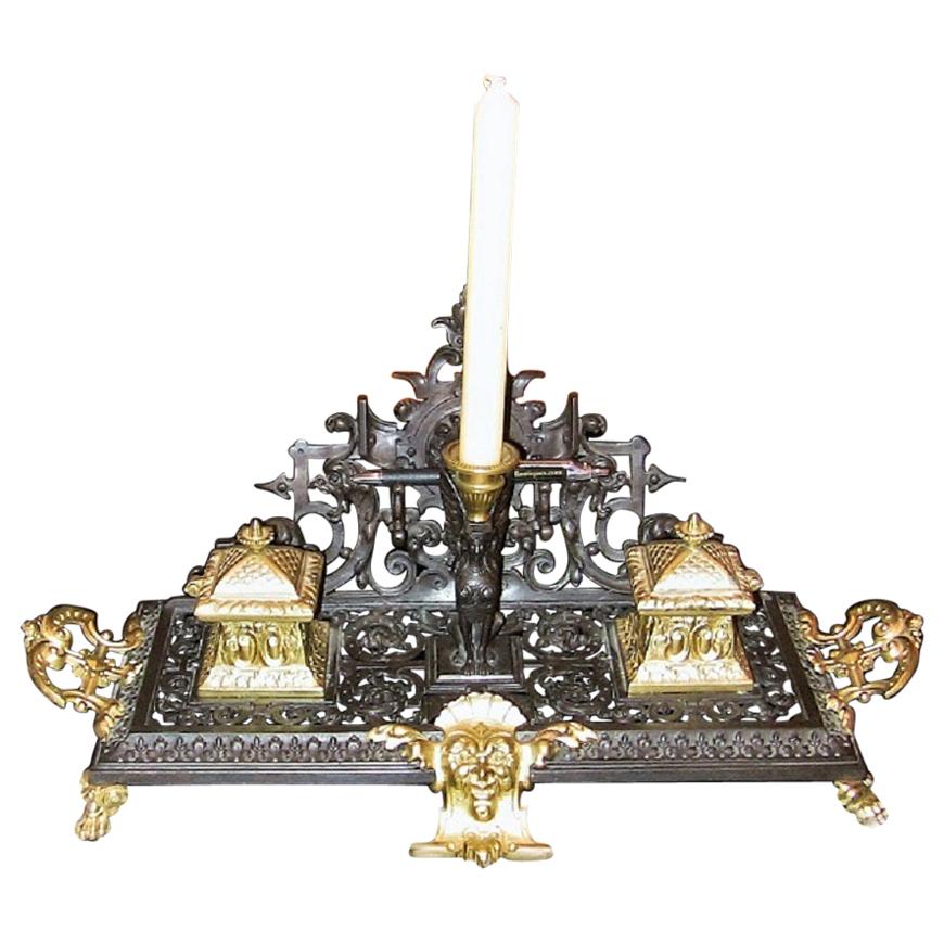 French Neoclassical Revival Bronze and Ormolu Desk Stand