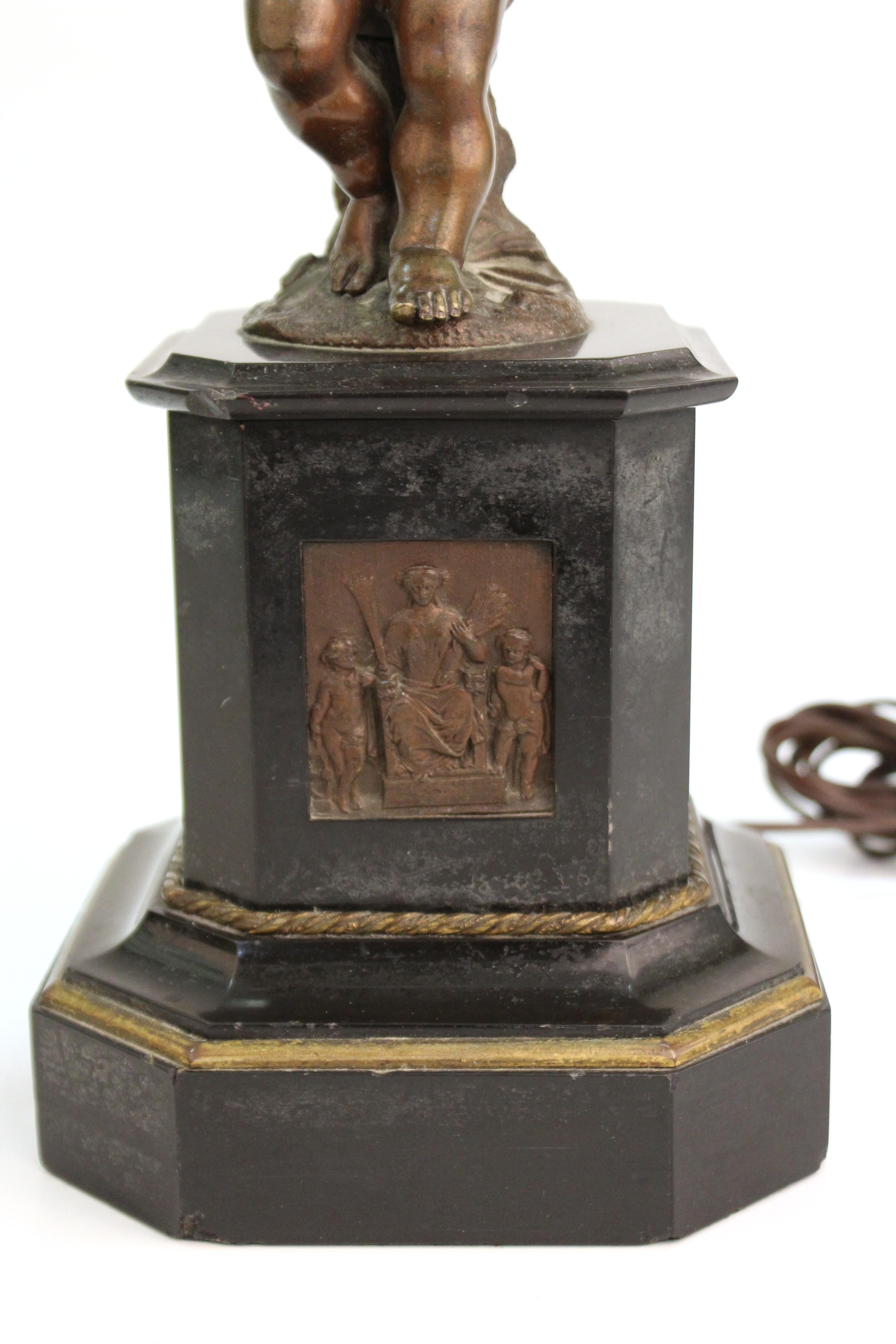 French Neoclassical Revival Bronze Table Lamps with Putti 6