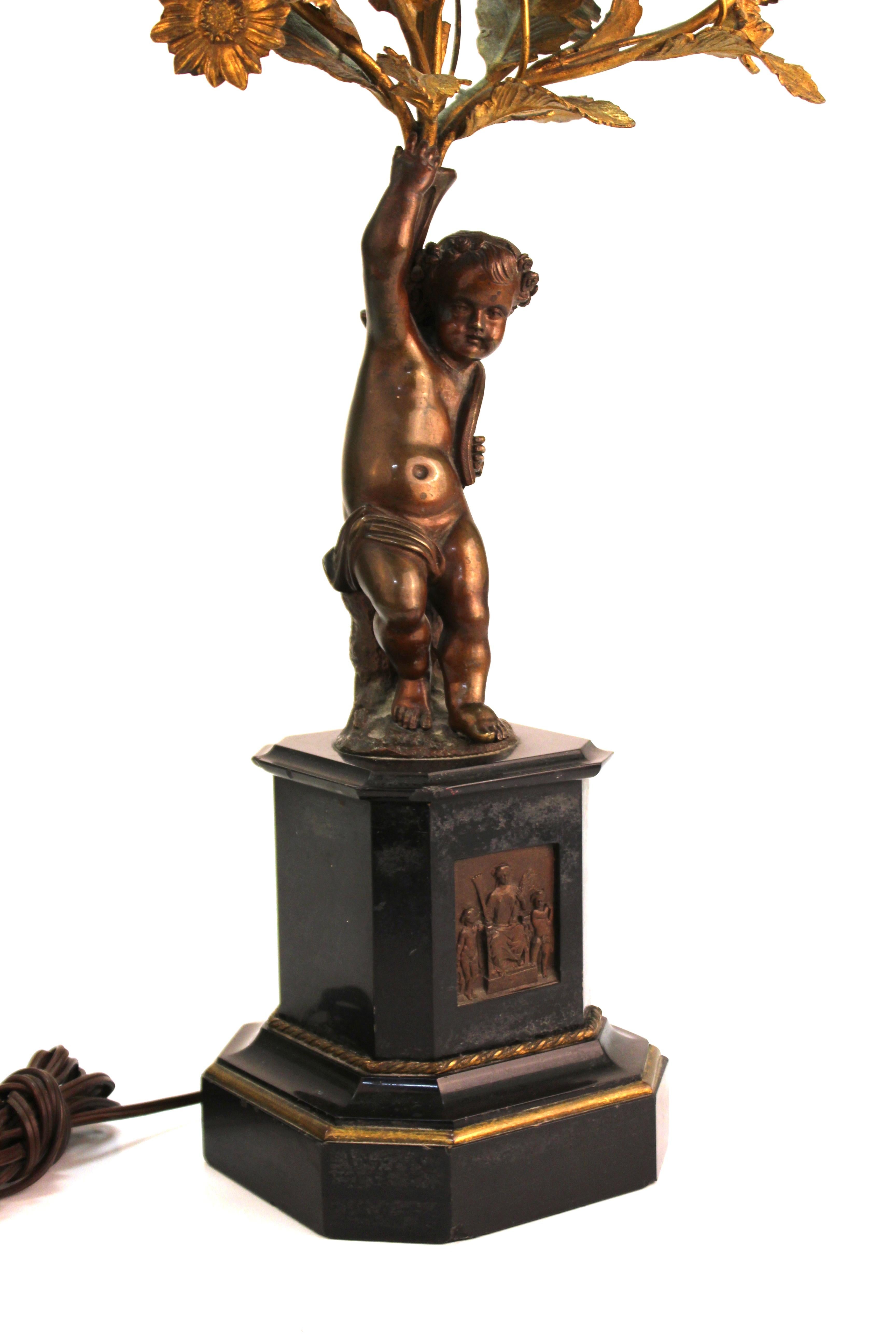 French Neoclassical Revival Bronze Table Lamps with Putti 10