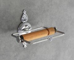 French Neoclassical Revival Chrome Toilet Tissue Holder C1970s