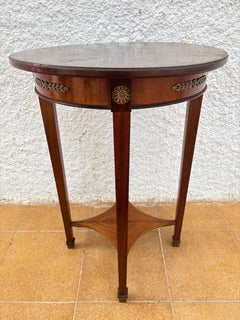 French Neoclassical Round Gueridon with Bronze Mounts, Early 20th Century