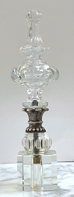 French Neoclassical Silverplated Bronze Mounted Crystal Newel Post