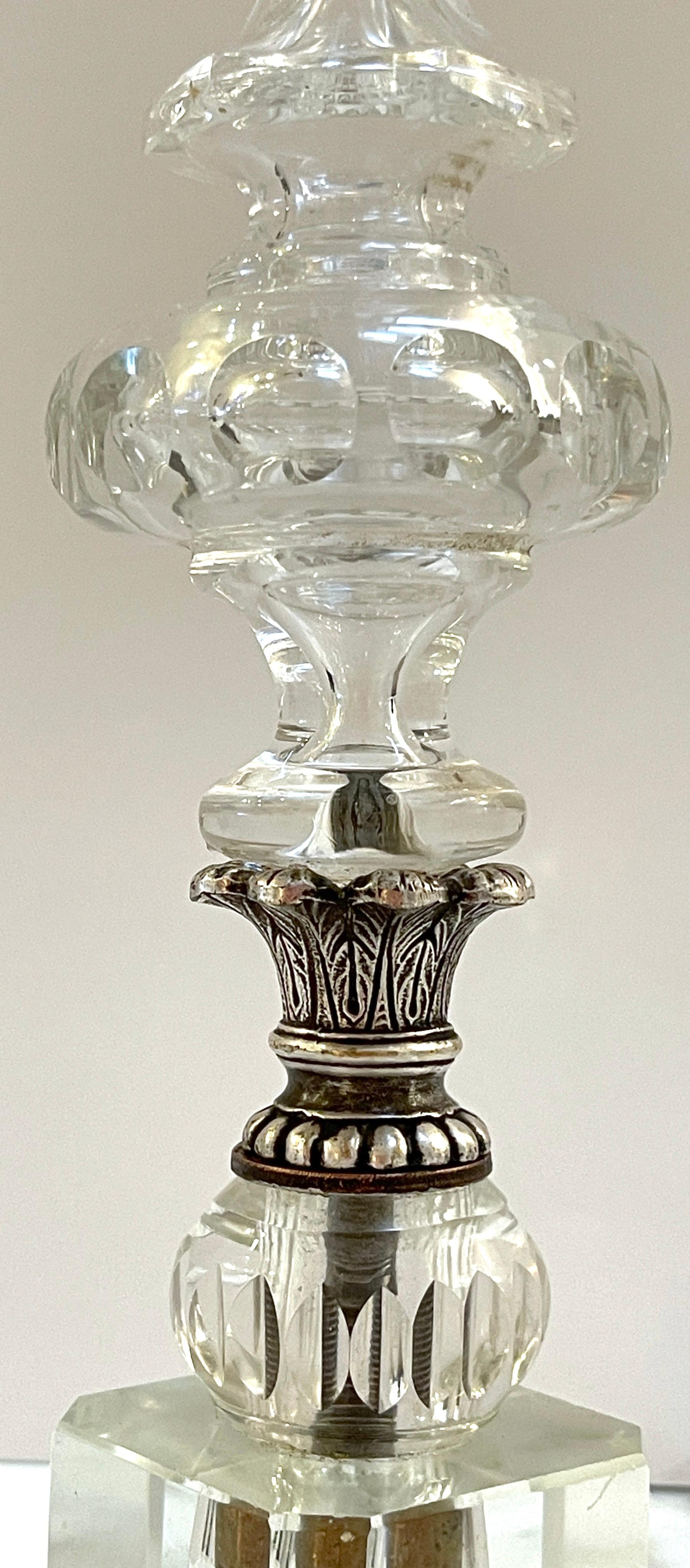 French Neoclassical Silverplated Bronze Mounted Crystal Newel Post For Sale 1