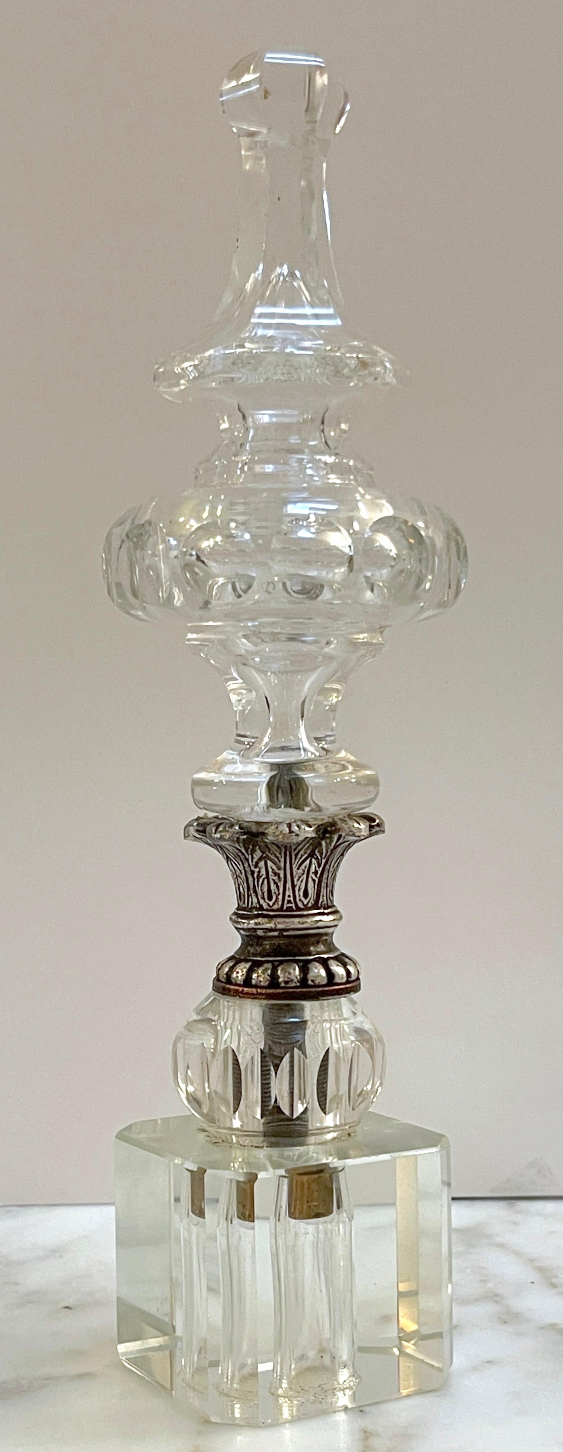 French Neoclassical Silverplated Bronze Mounted Crystal Newel Post For Sale 2