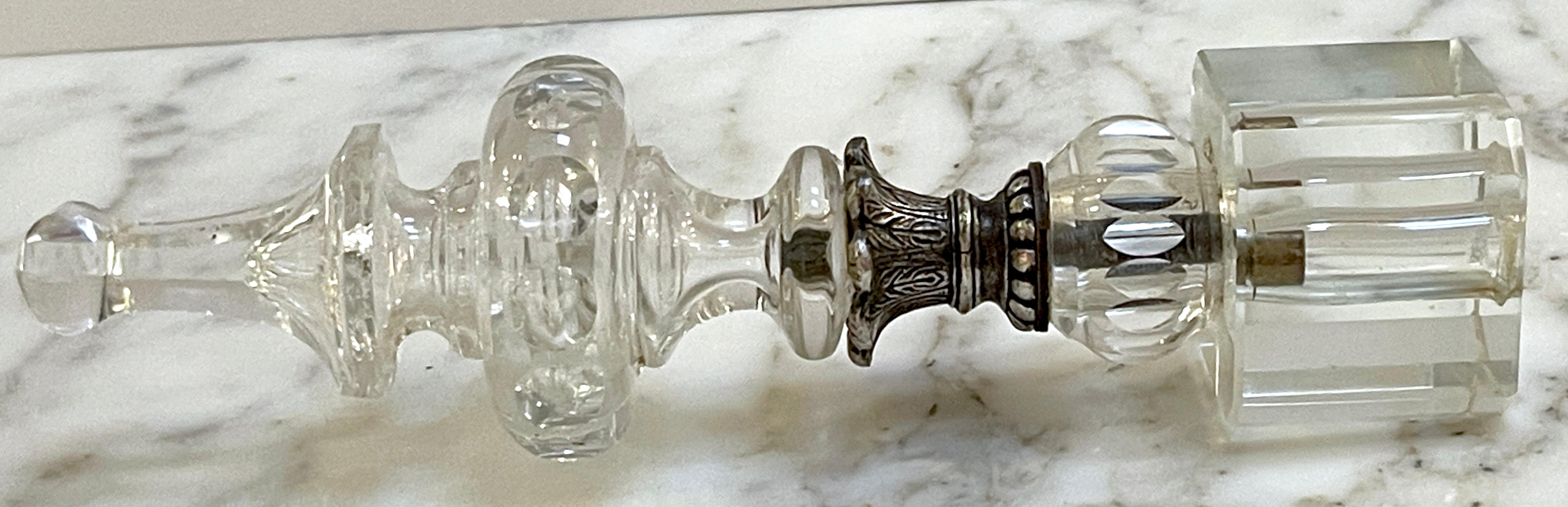 French Neoclassical Silverplated Bronze Mounted Crystal Newel Post For Sale 3