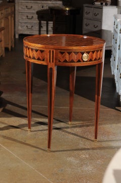 French Neoclassical Style 19th Century Bouillotte Game Table with Marquetry