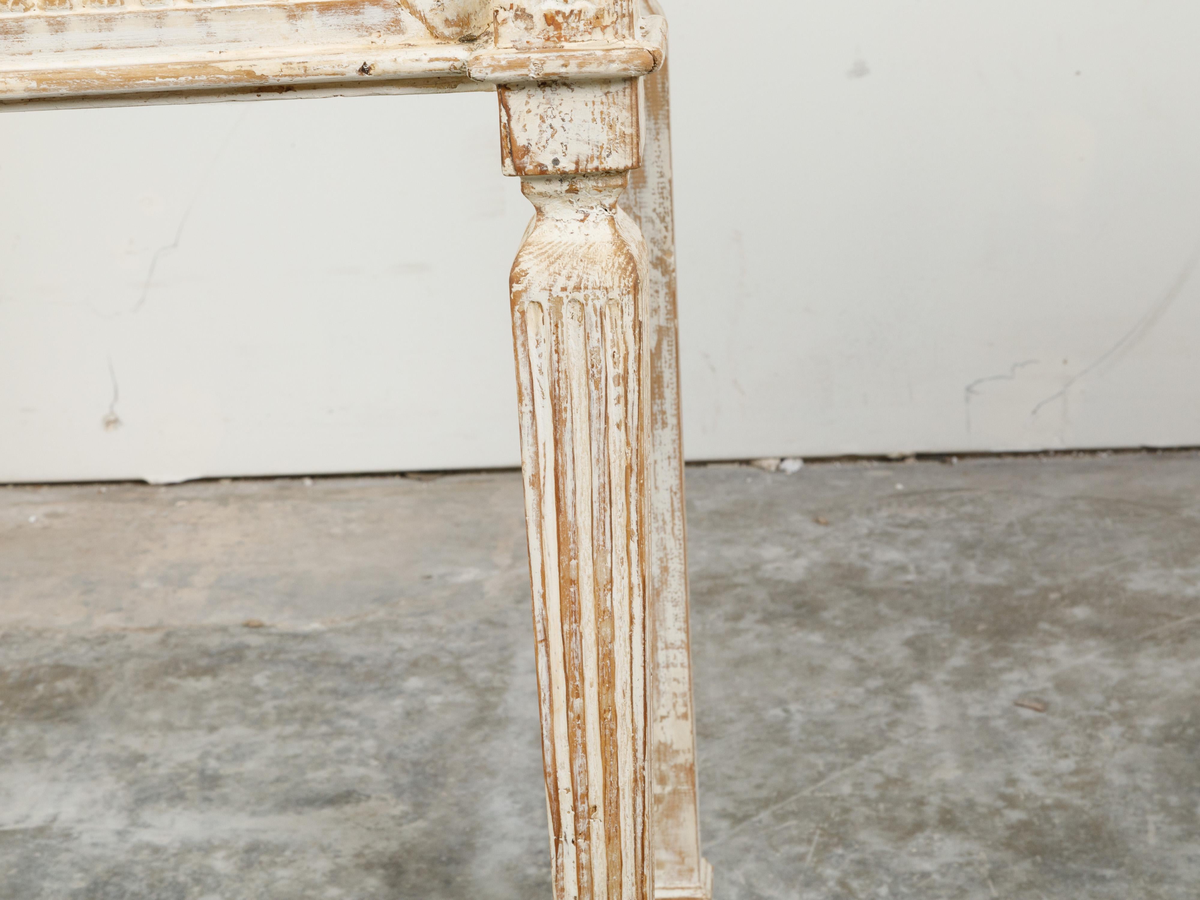 French Neoclassical Style 19th Century Console Table with White Marble Top For Sale 5