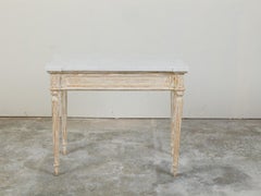 French Neoclassical Style 19th Century Console Table with White Marble Top