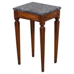 French Neoclassical Style 19th Century Wooden Table with Grey Veined Marble Top