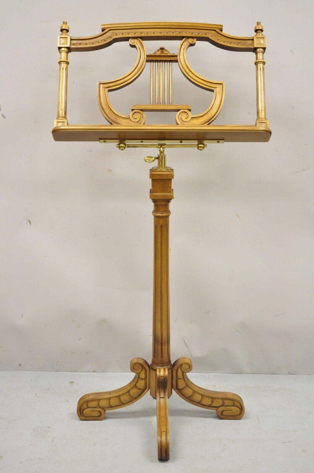 French Neoclassical Style Adjustable Lyre Harp Form Wooden Music Lectern Stand 3