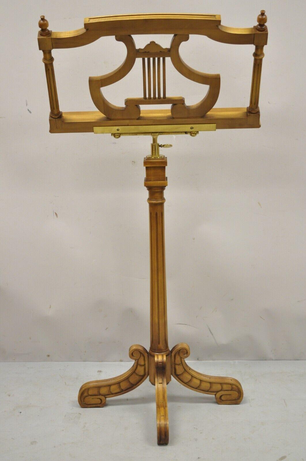 French Neoclassical Style Adjustable Lyre Harp Form Wooden Music Lectern Stand 2