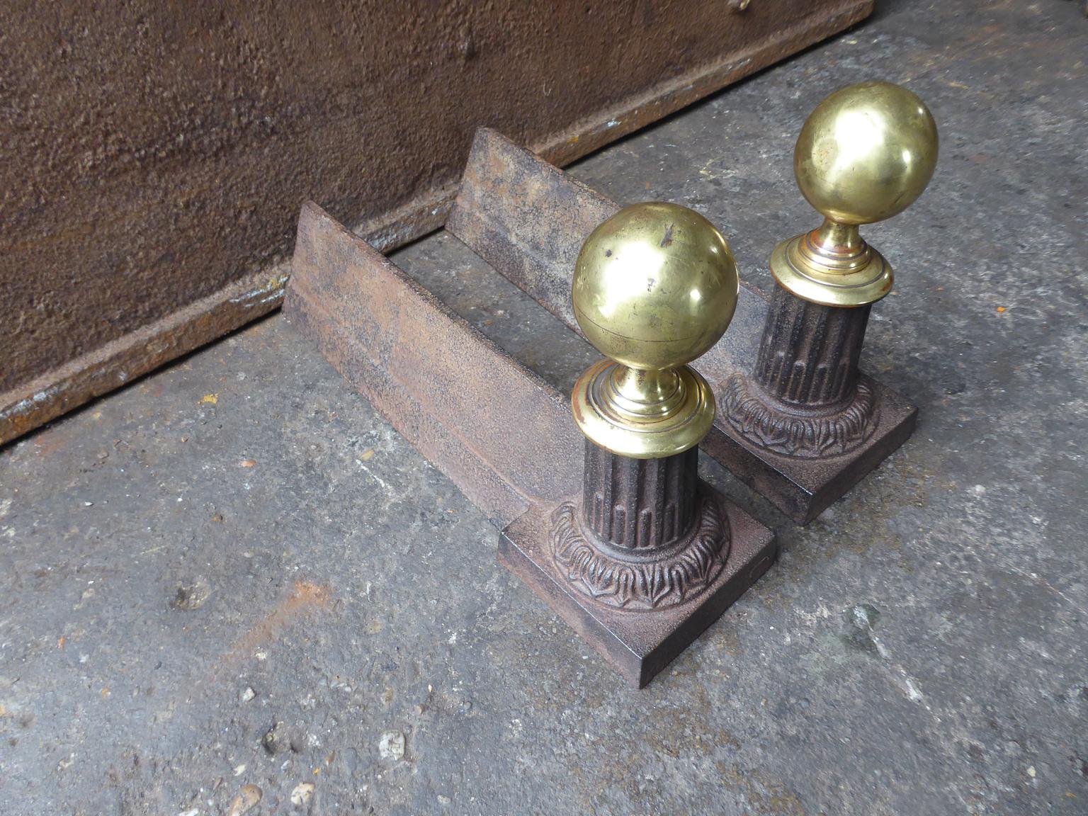 Brass French Neoclassical Style Andirons