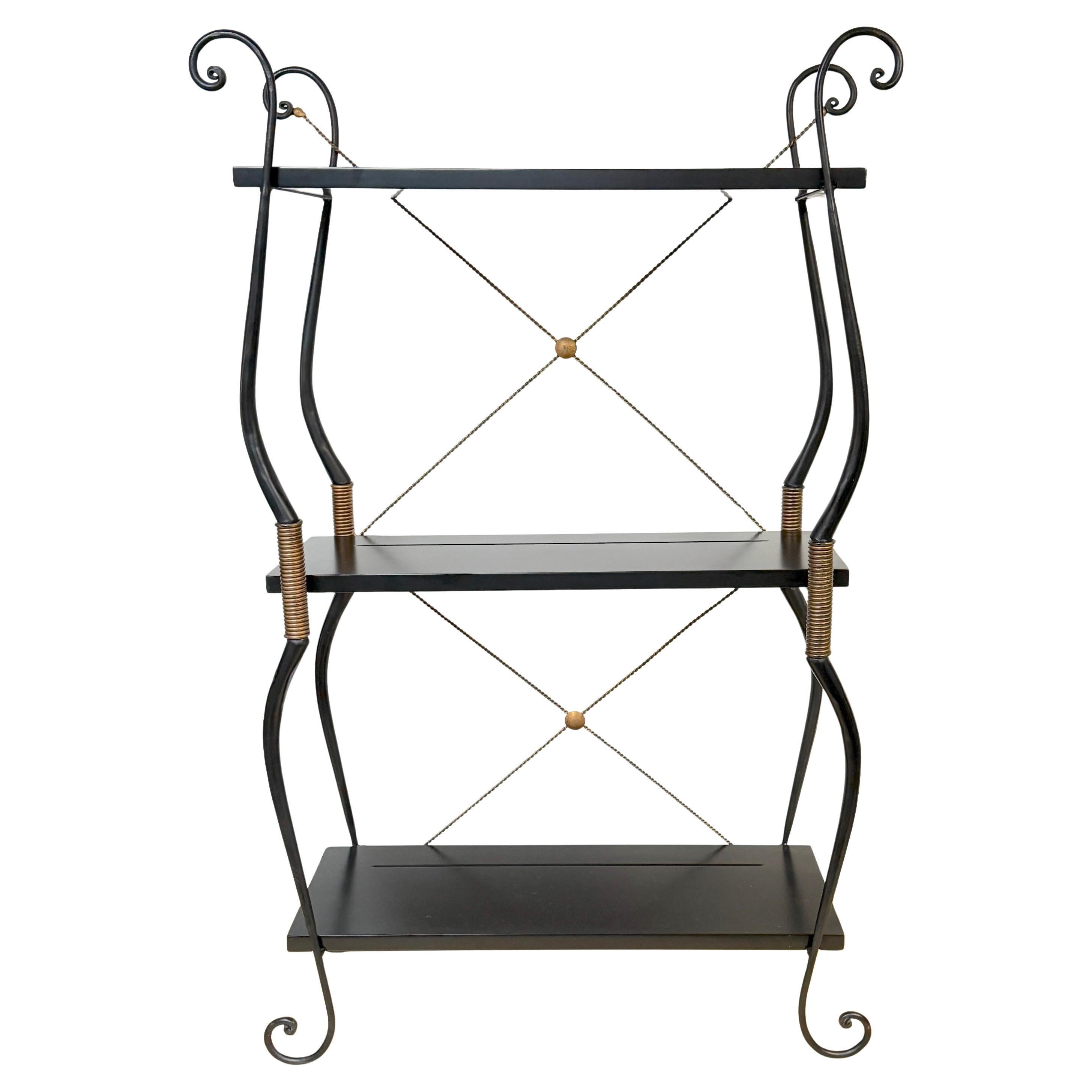 French Neoclassical–Style Blackened Iron Wall Shelf, Art Deco / Moderne Revival For Sale