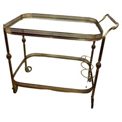 French Neoclassical Style Brass and Glass Bar Cart