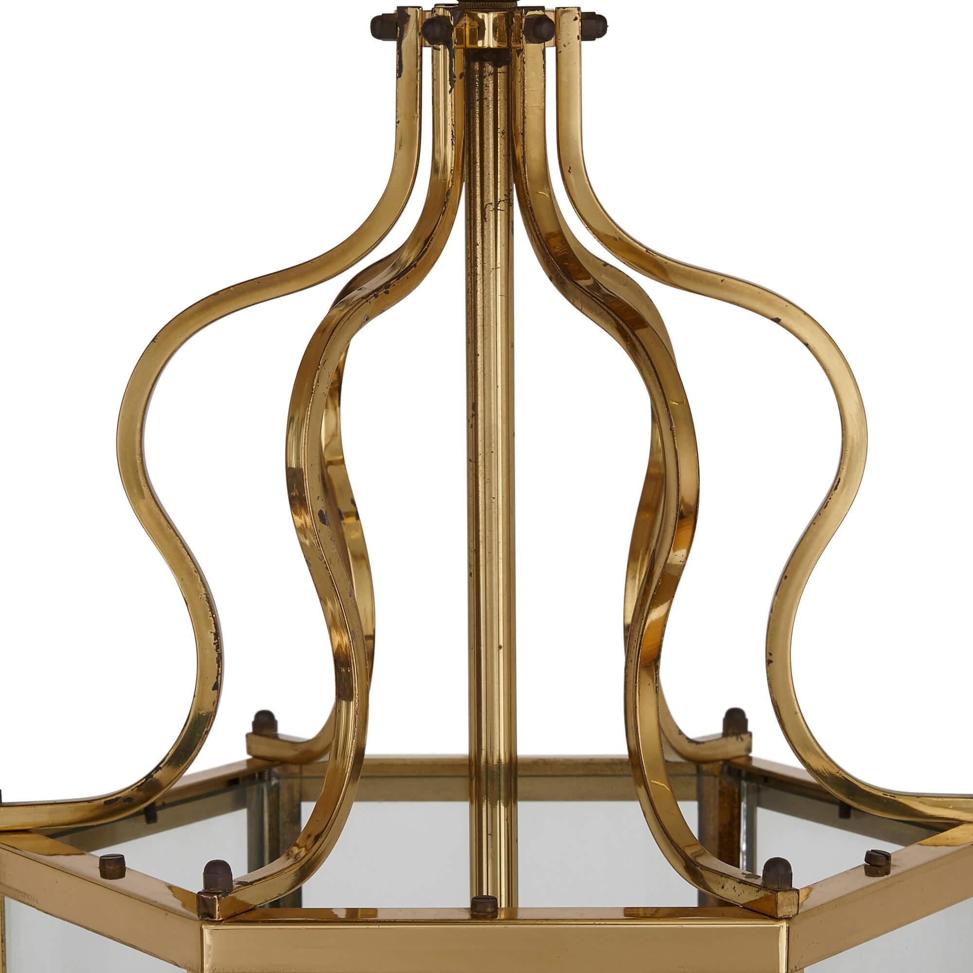 French Neoclassical Style Brass Lantern In Good Condition For Sale In London, GB