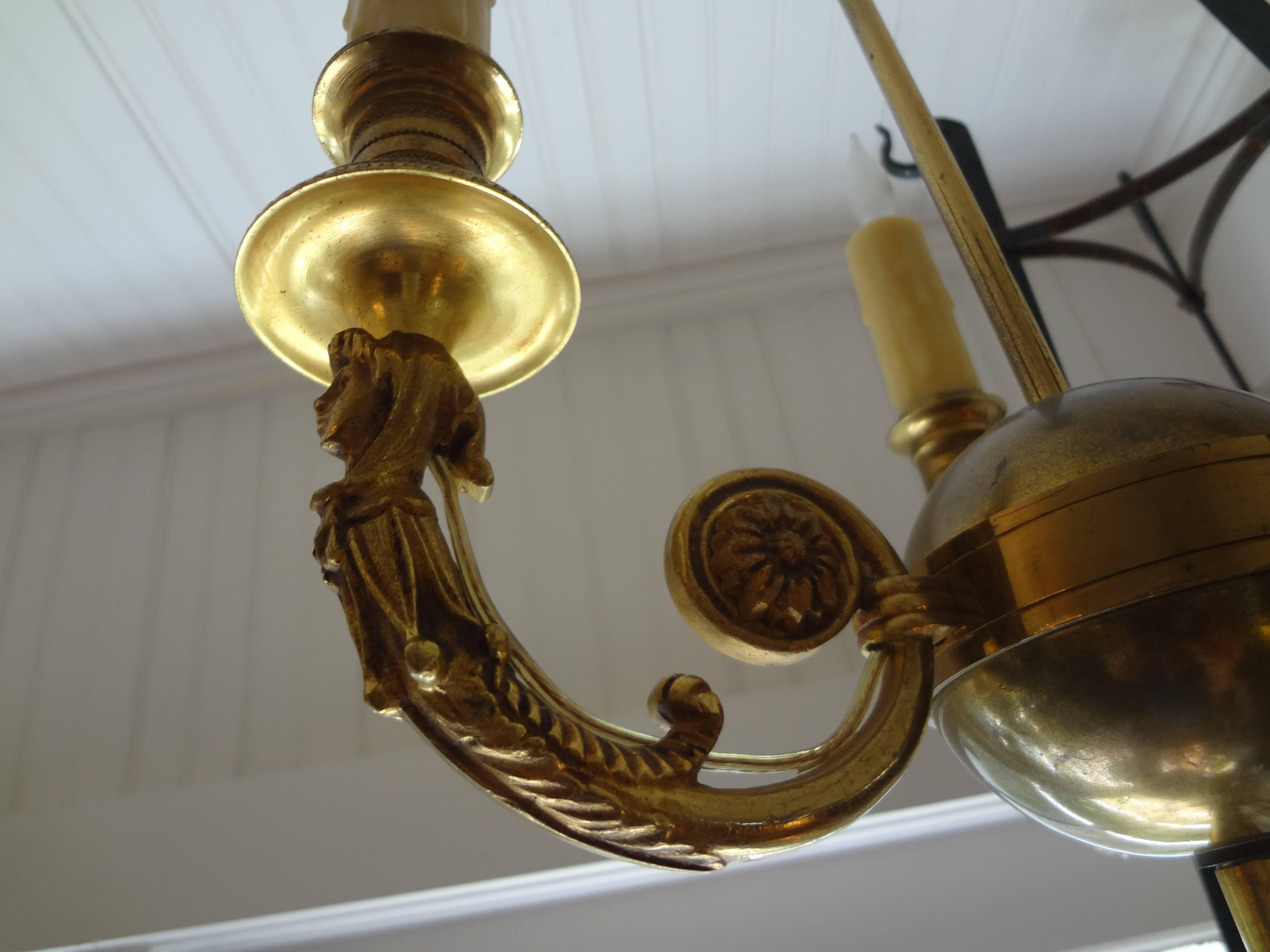 Early 20th Century French Neoclassical Style Bronze Arrow Chandelier, circa 1920